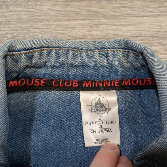 Disney Minnie Mouse Denim Jean Jacket Women's Medium Embroidered Pins Blue - Picture 3 of 11